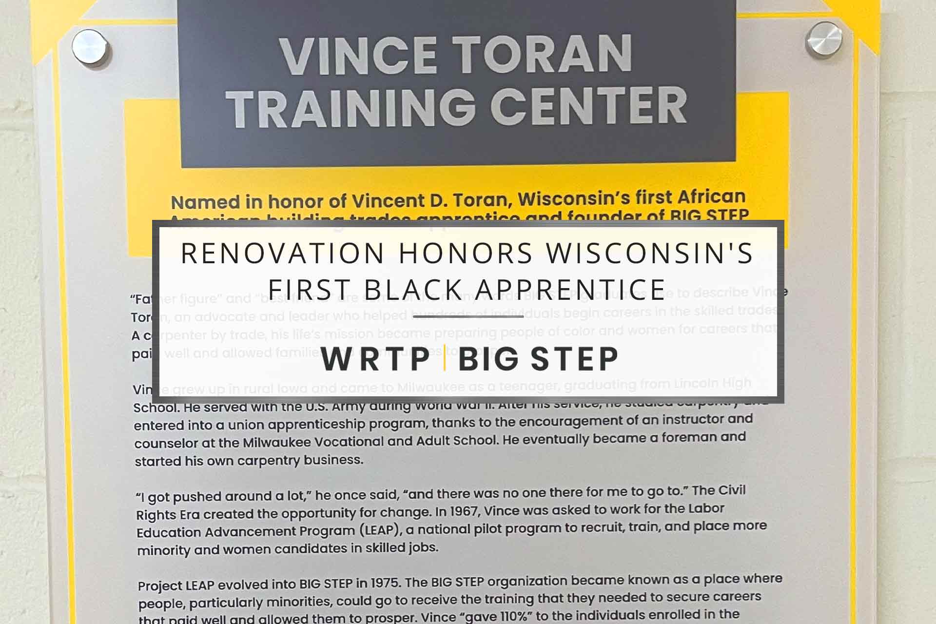 Renovation Honors WIsconsin's First Black Apprentice